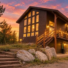 Glacial boulder cabin with panoramic mountain view